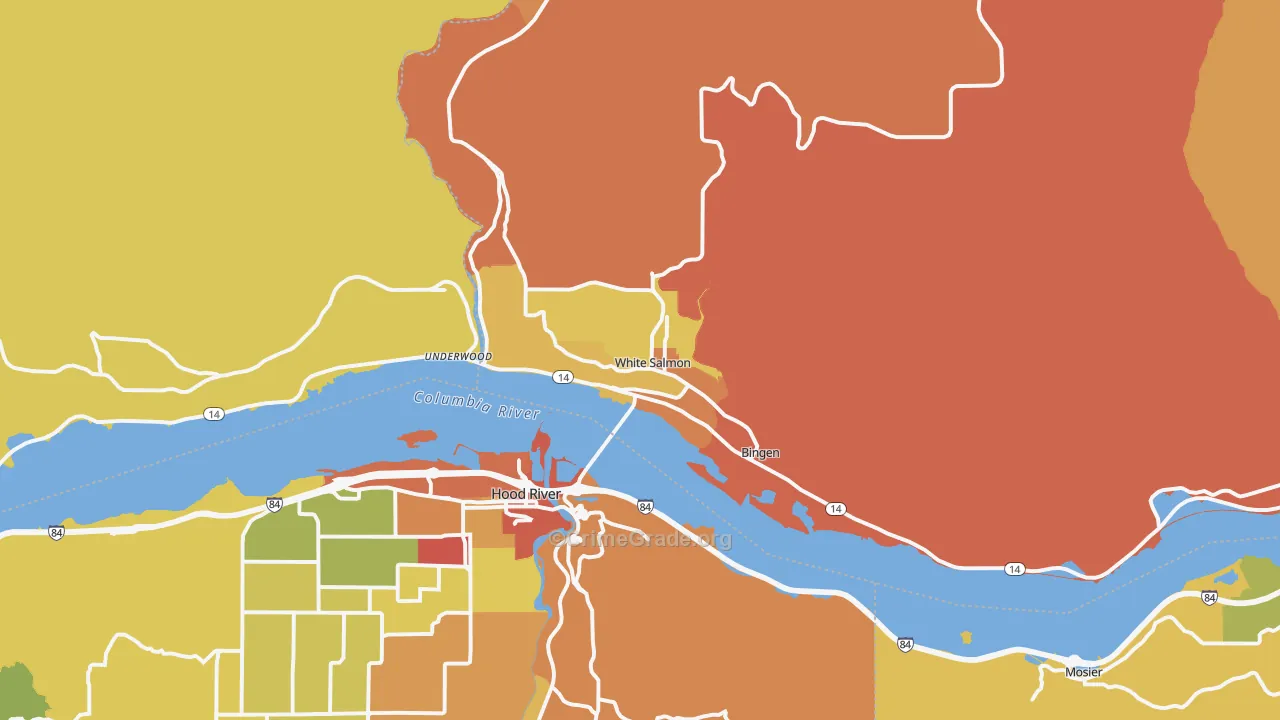 Bingen, WA Map of Drug-Related Crime Rates
