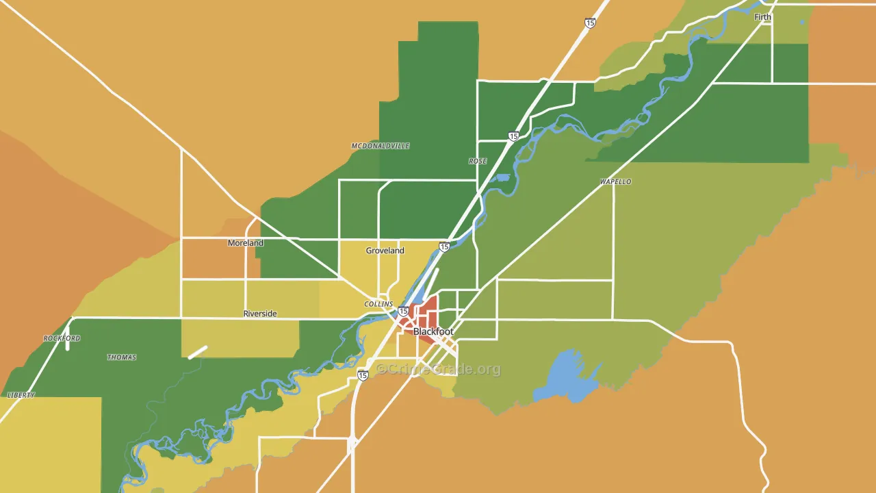 Bingham County, ID Map of Drug-Related Crime Rates
