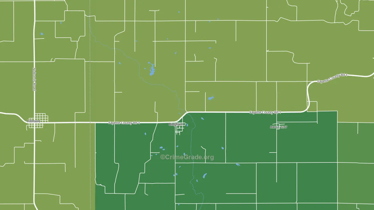 Bingham, IL Map of Drug-Related Crime Rates