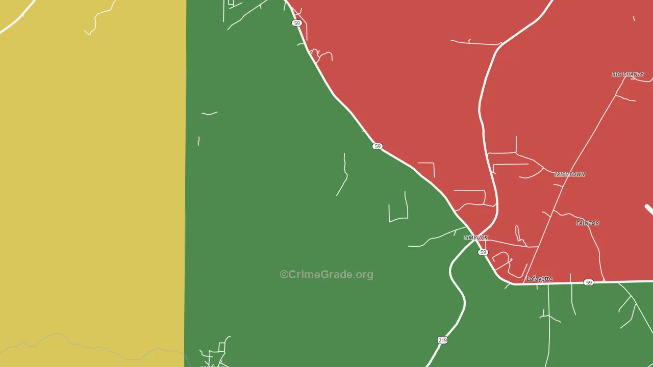 Bingham, PA Map of Drug-Related Crime Rates