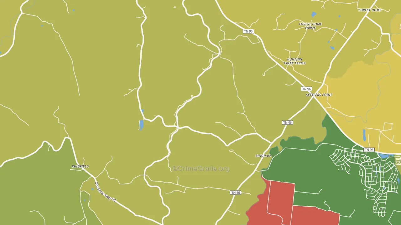 Bingham, TN Map of Drug-Related Crime Rates