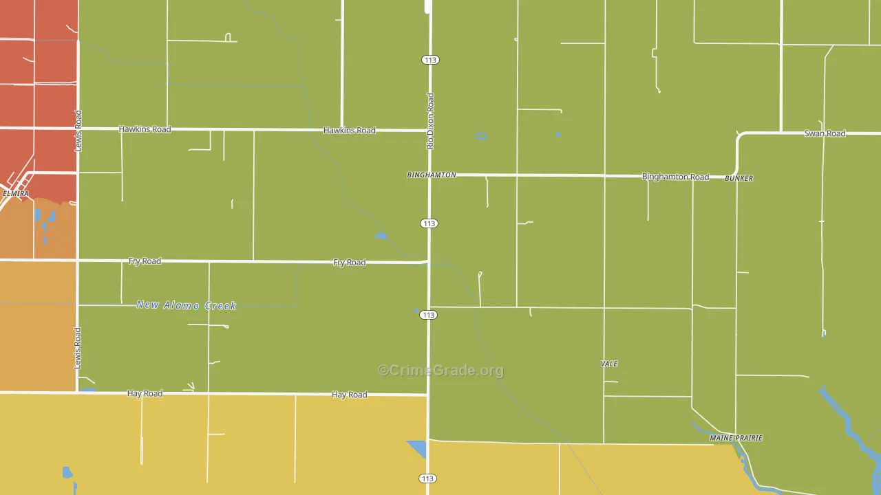 Binghamton, CA Map of Drug-Related Crime Rates