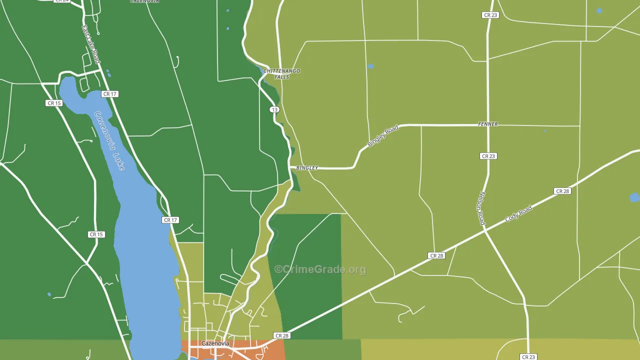 Bingley, NY Map of Drug-Related Crime Rates