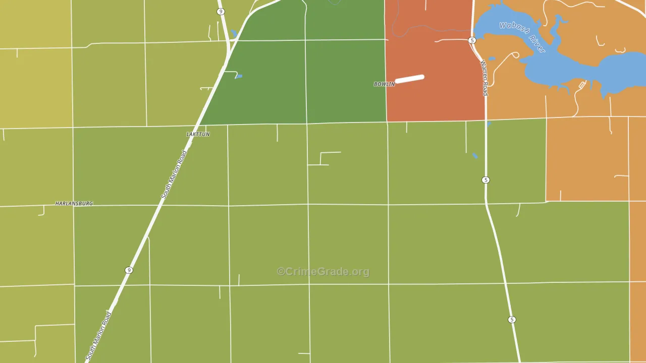 Bippus, IN Map of Drug-Related Crime Rates