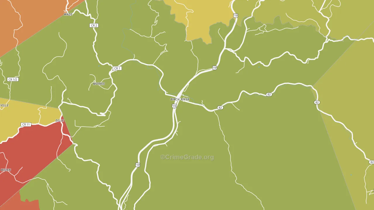 Birch River, WV Map of Drug-Related Crime Rates