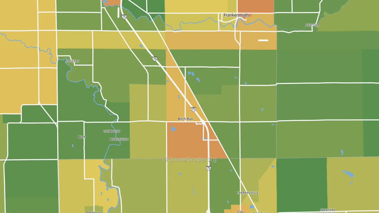 Birch Run, MI Map of Drug-Related Crime Rates