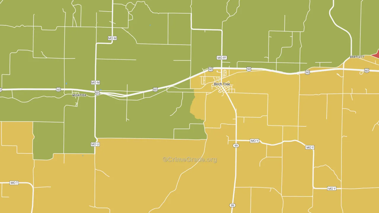 Birch Tree, MO Map of Drug-Related Crime Rates