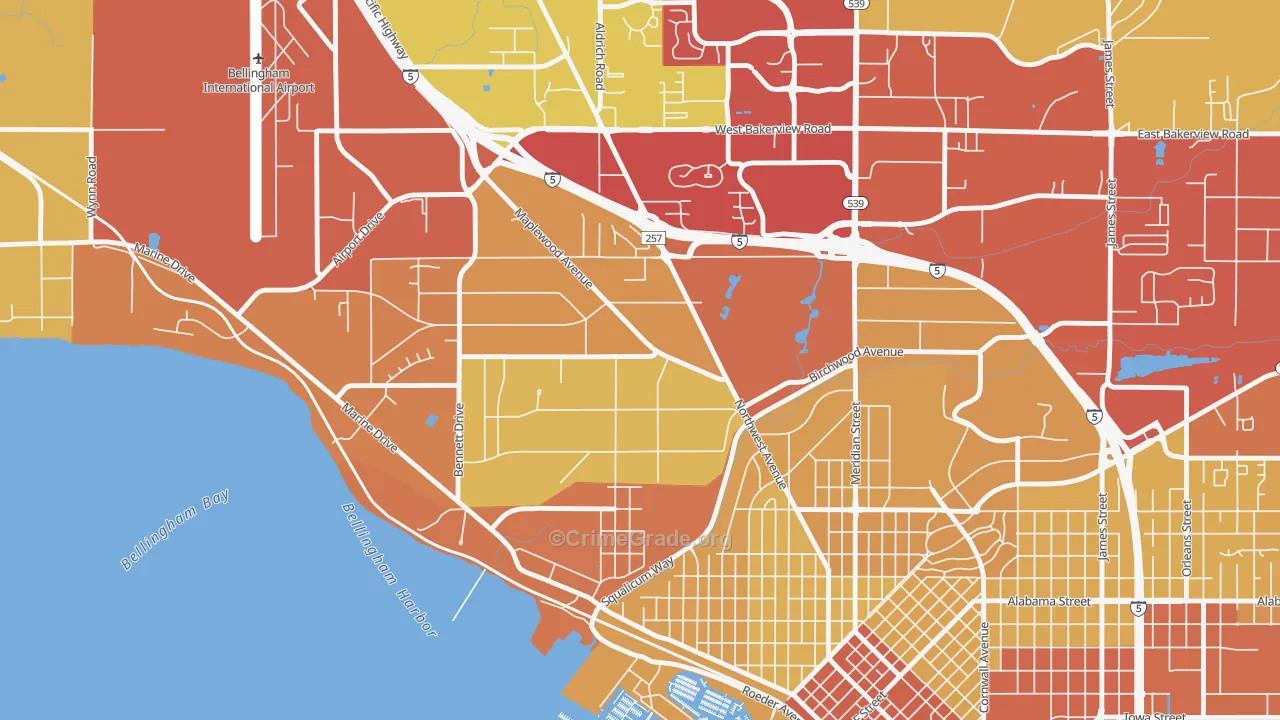 Birchwood, Bellingham, WA Map of Drug-Related Crime Rates