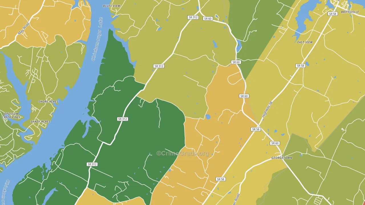 Birchwood, TN Map of Drug-Related Crime Rates