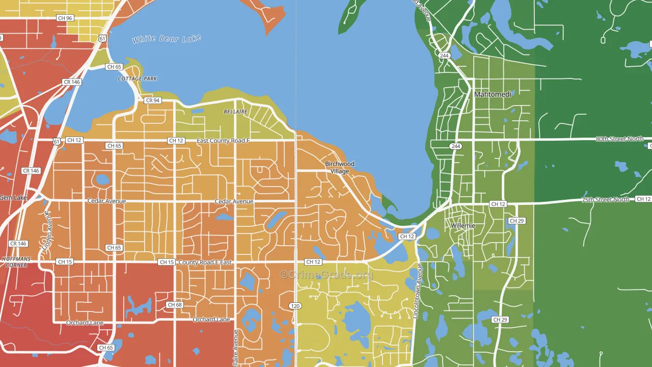 Birchwood Village, MN Map of Drug-Related Crime Rates