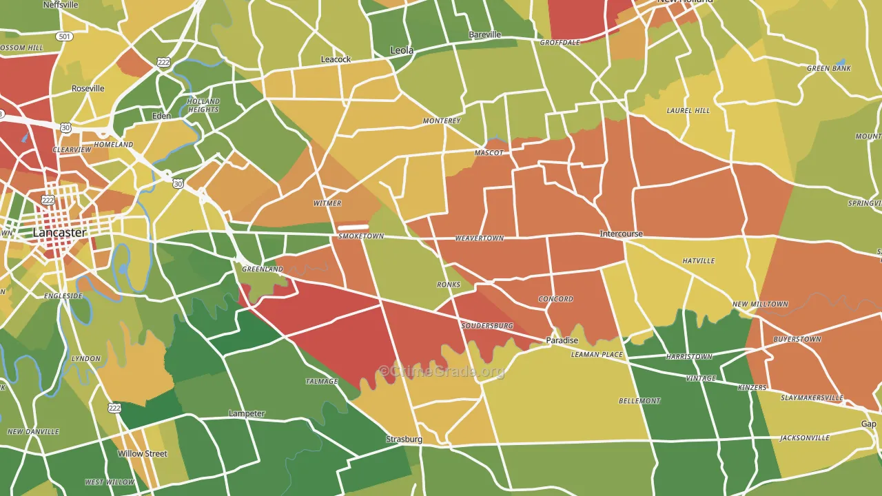 Bird-in-Hand, PA Map of Drug-Related Crime Rates