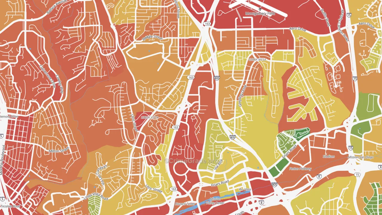 Bird Land, San Diego, CA Map of Drug-Related Crime Rates