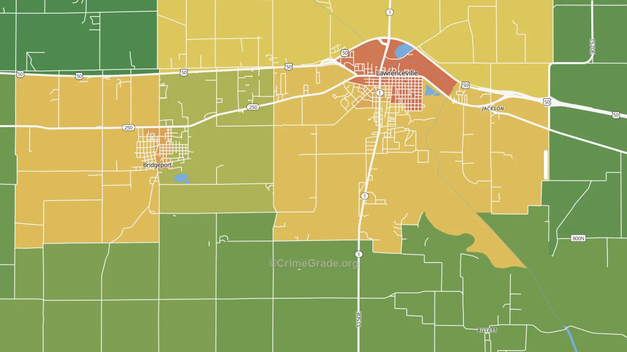 Birds, IL Map of Drug-Related Crime Rates