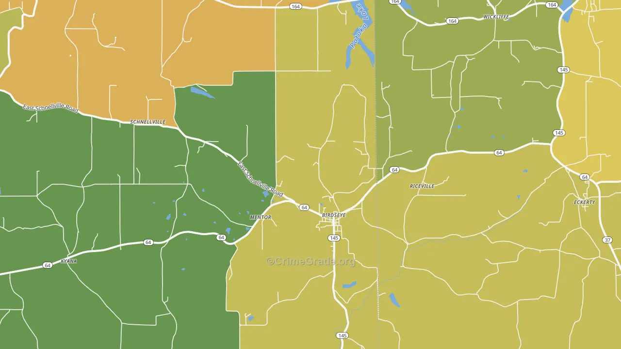 Birdseye, IN Map of Drug-Related Crime Rates