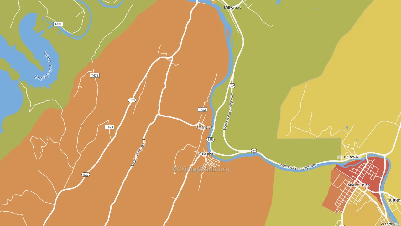 Birdville, PA Map of Drug-Related Crime Rates