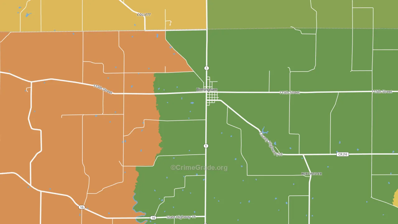 Birmingham, IA Map of Drug-Related Crime Rates