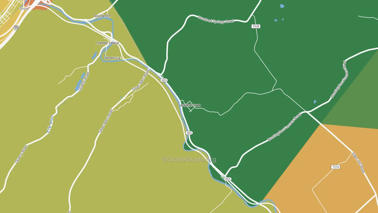 Birmingham, PA Map of Drug-Related Crime Rates