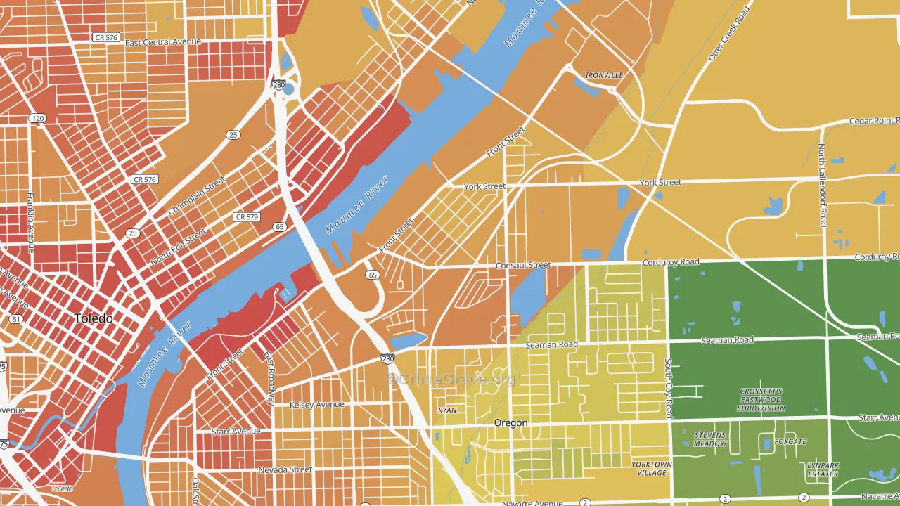 Birmingham, Toledo, OH Map of Drug-Related Crime Rates
