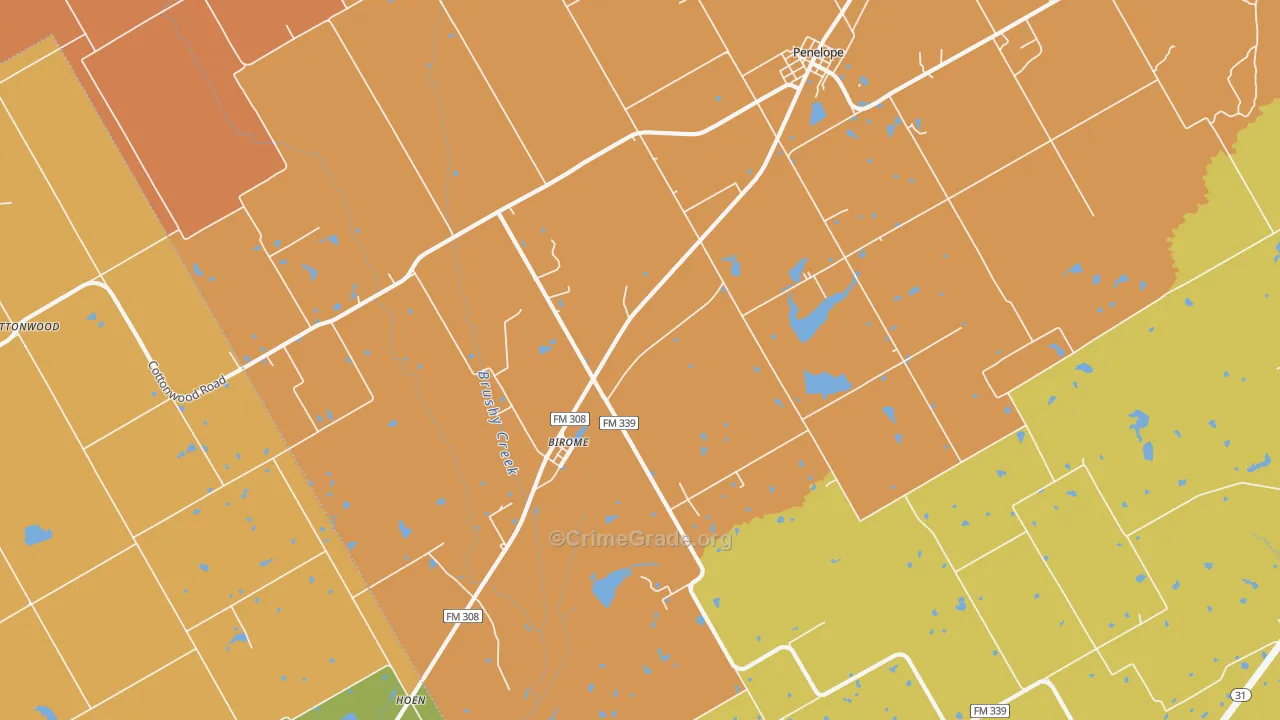 Birome, TX Map of Drug-Related Crime Rates