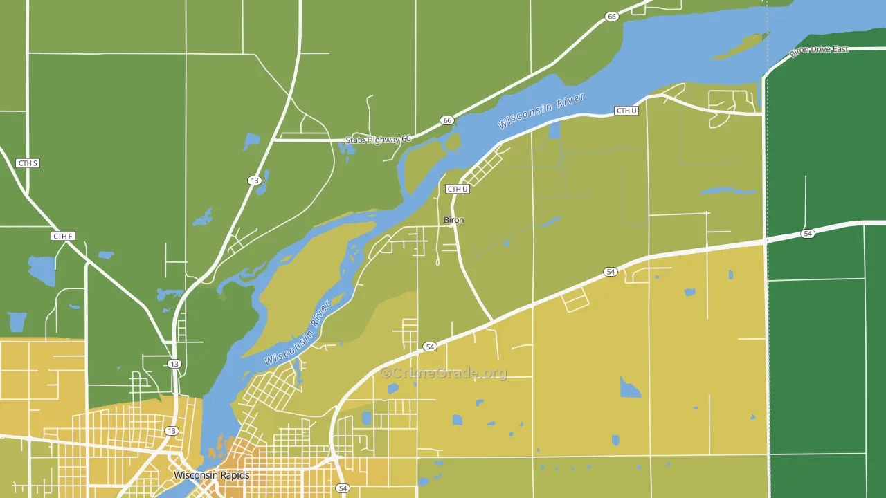 Biron, WI Map of Drug-Related Crime Rates