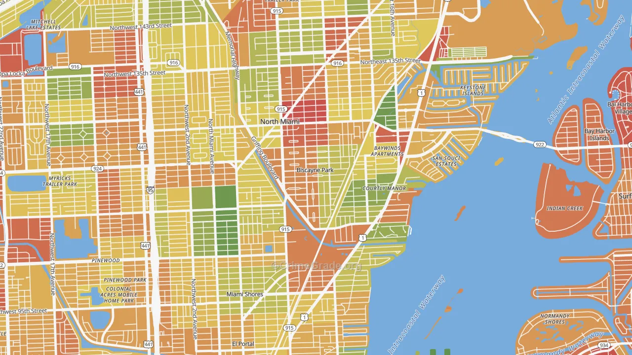 Biscayne Park, FL Map of Drug-Related Crime Rates