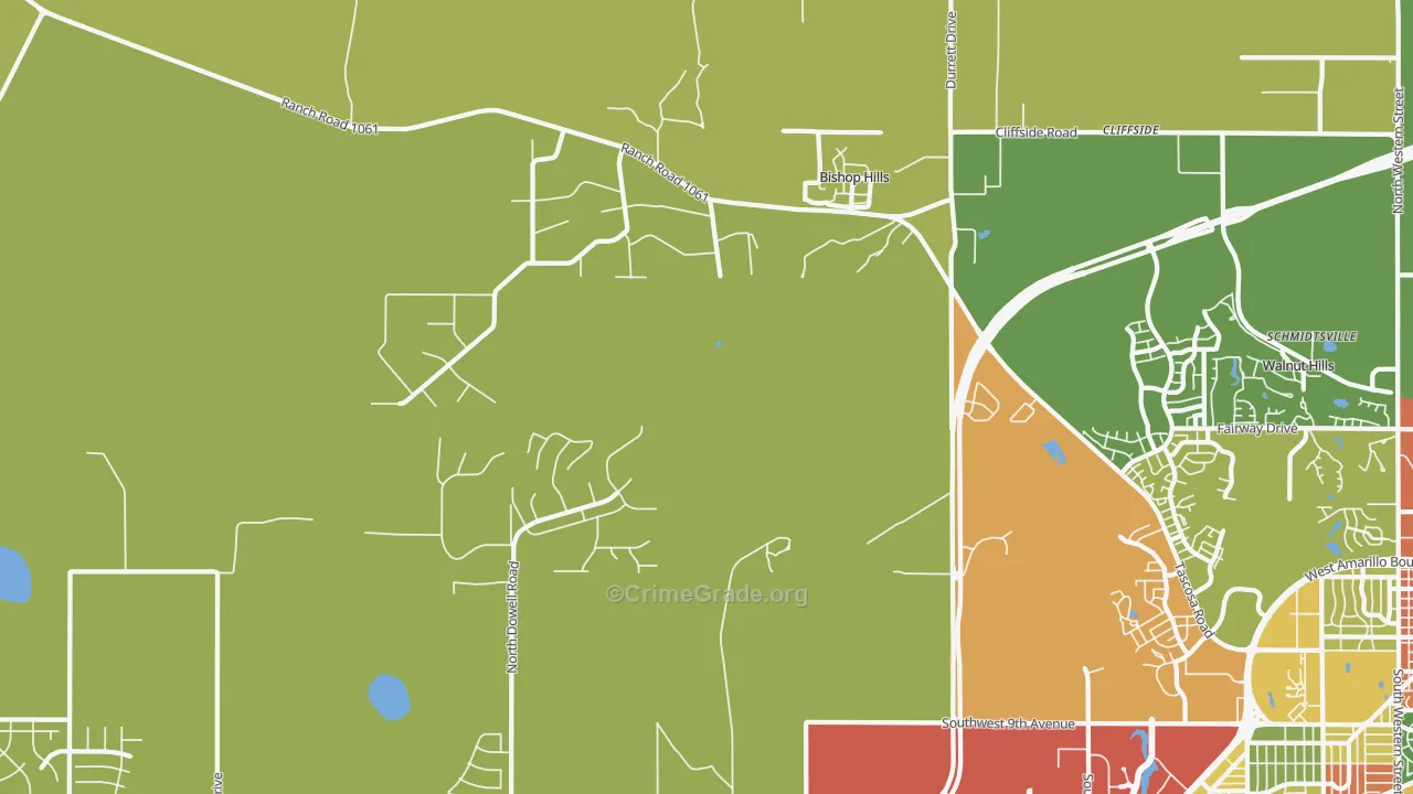Bishop Hills, TX Map of Drug-Related Crime Rates