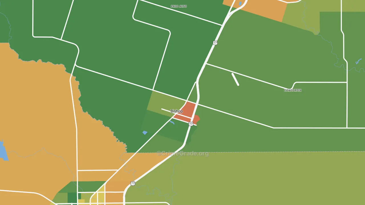 Bishop, TX Map of Drug-Related Crime Rates