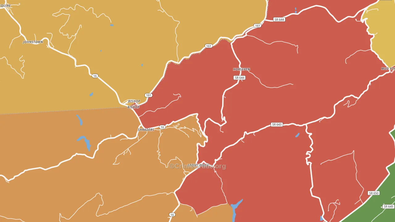 Bishop, VA Map of Drug-Related Crime Rates