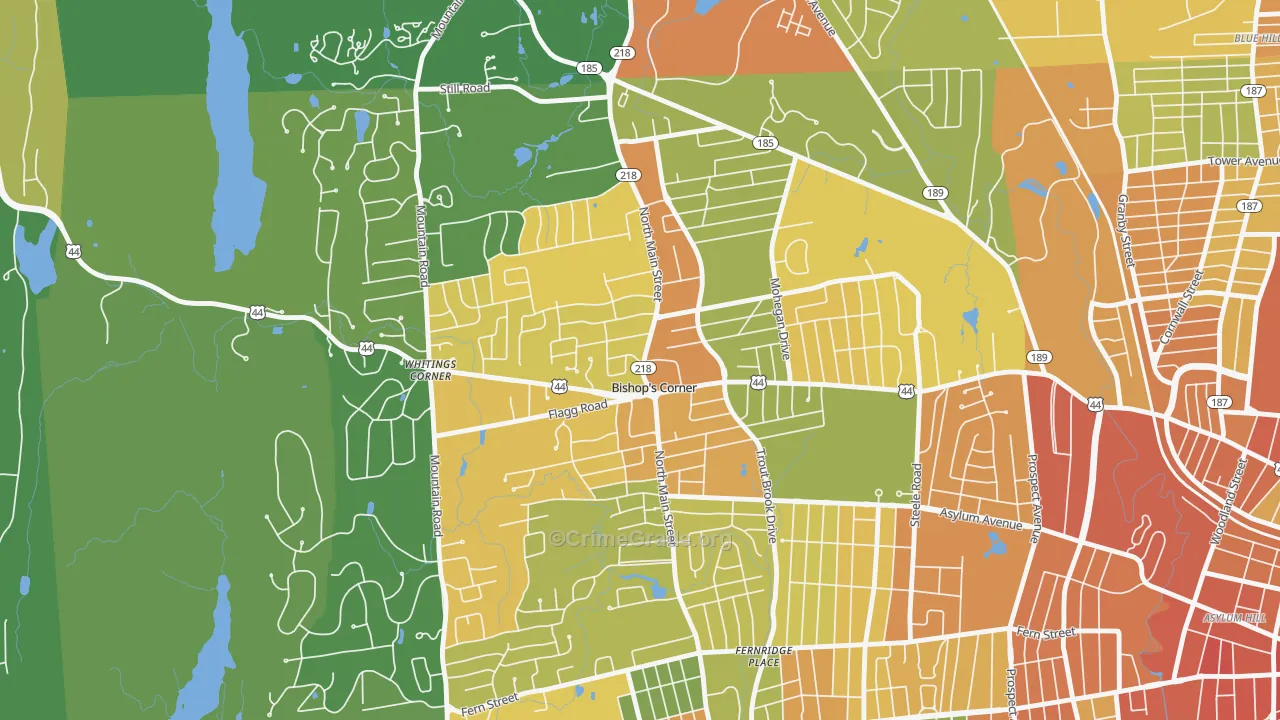 Bishops Corner, West Hartford, CT Map of Drug-Related Crime Rates