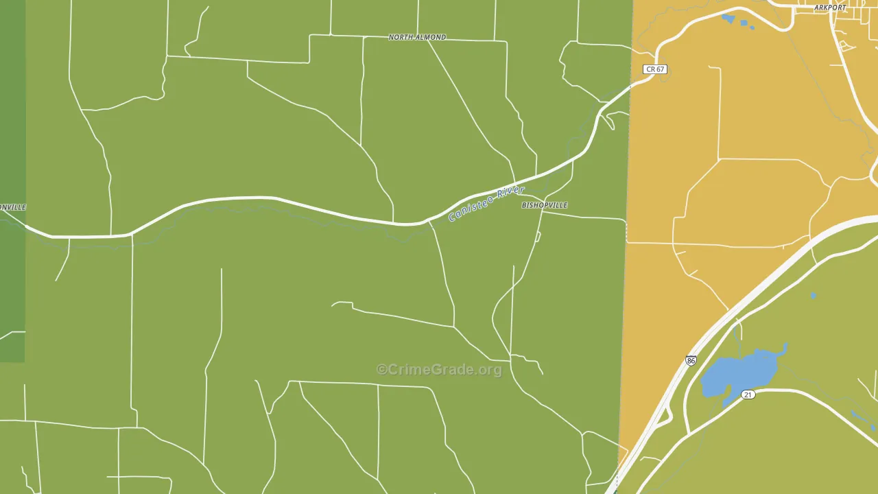 Bishopville, NY Map of Drug-Related Crime Rates