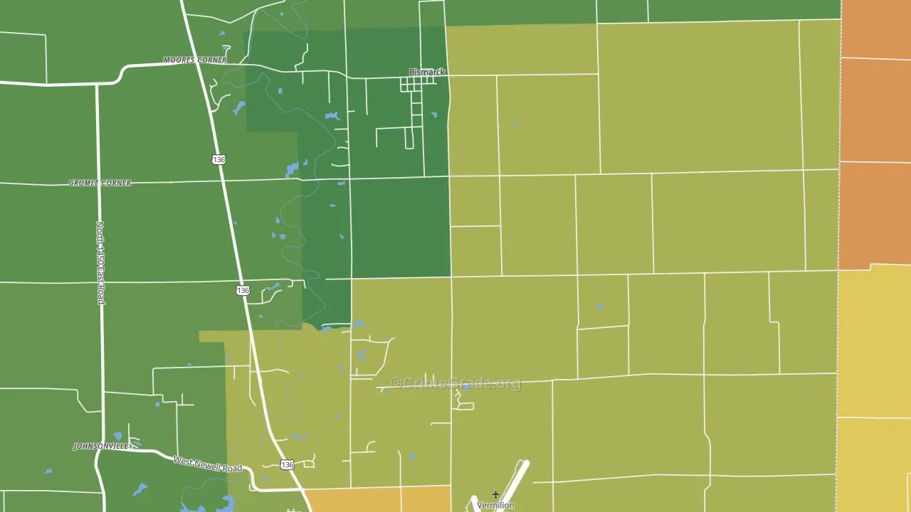 Bismarck, IL Map of Drug-Related Crime Rates