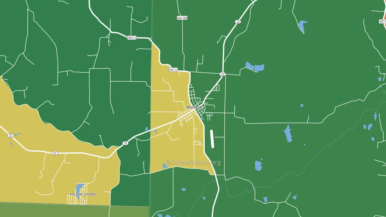 Bismarck, MO Map of Drug-Related Crime Rates
