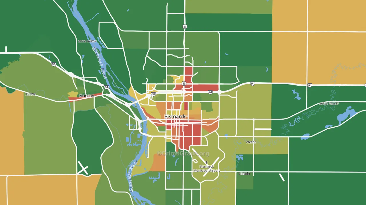 Bismarck, ND Map of Drug-Related Crime Rates