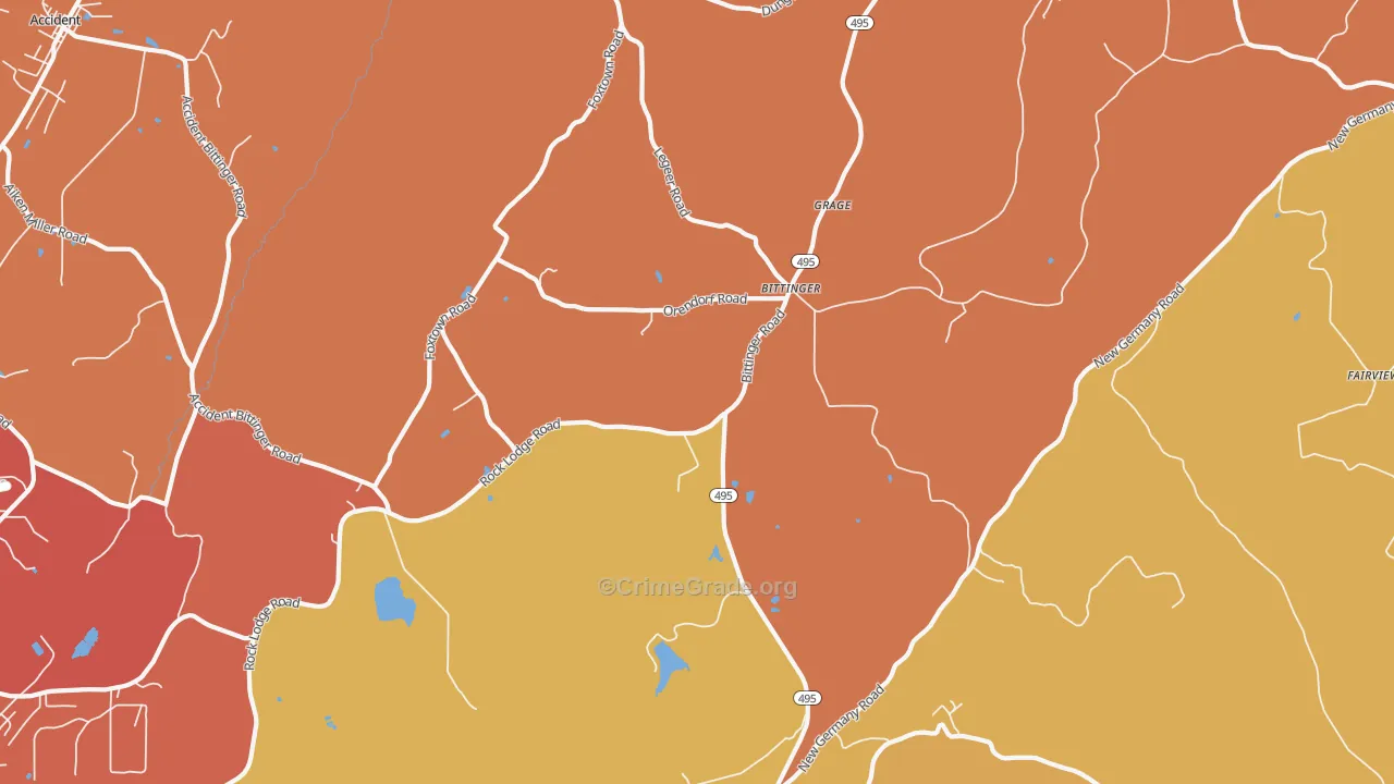 Bittinger, MD Map of Drug-Related Crime Rates