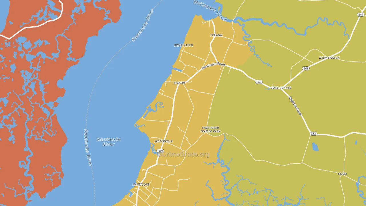 Bivalve, MD Map of Drug-Related Crime Rates