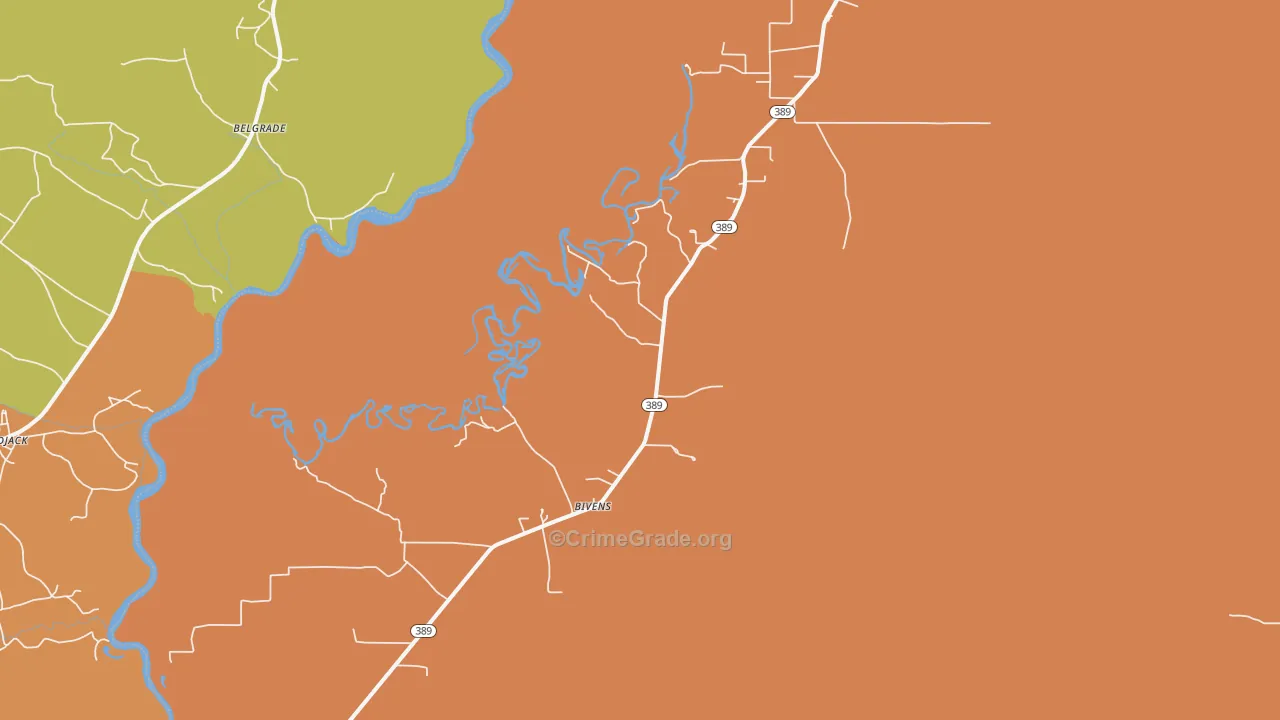 Bivens, LA Map of Drug-Related Crime Rates