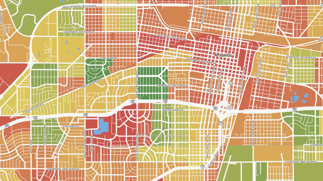 Bivins Addition, Amarillo, TX Map of Drug-Related Crime Rates