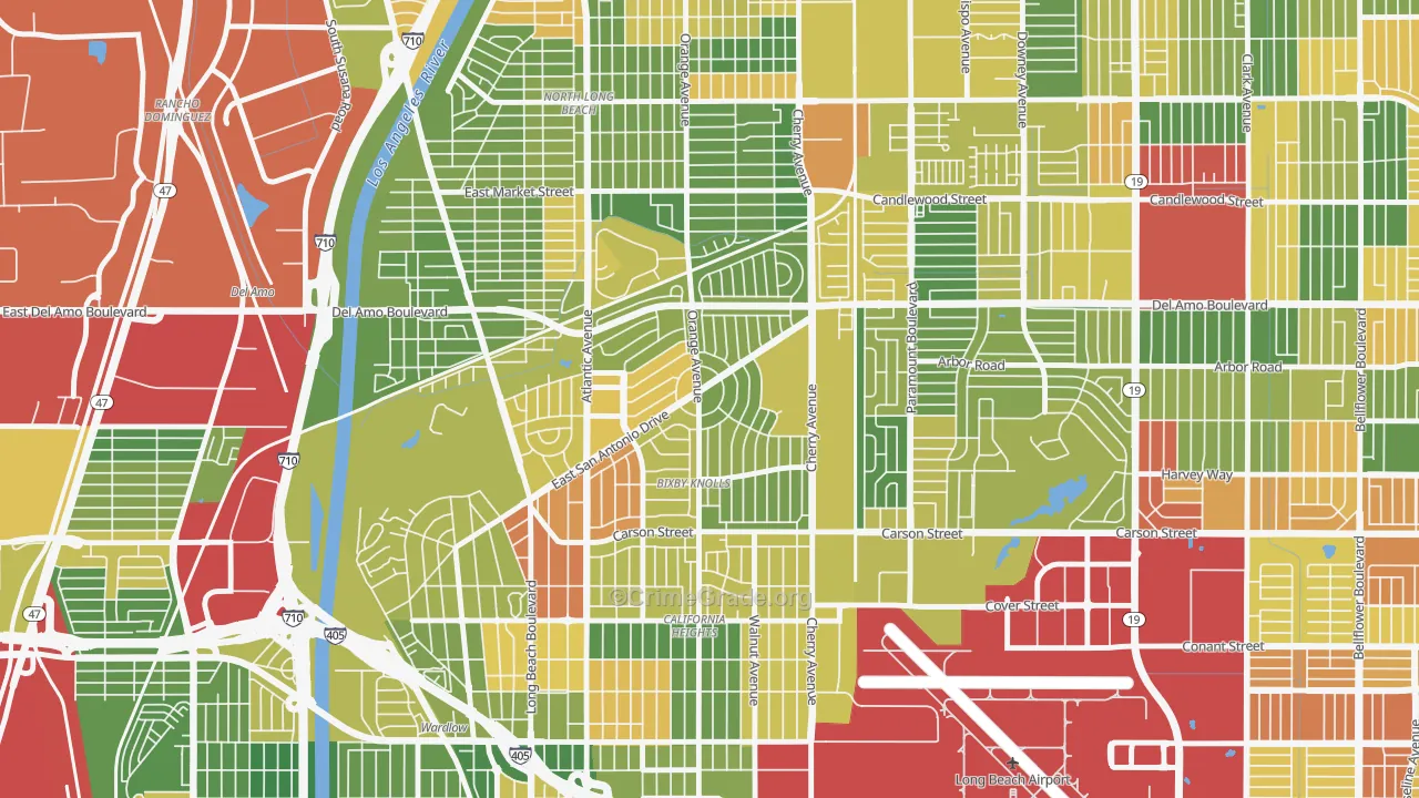 Bixby Area, Long Beach, CA Map of Drug-Related Crime Rates
