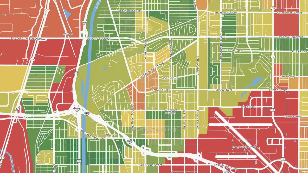 Bixby Knolls, Long Beach, CA Map of Drug-Related Crime Rates