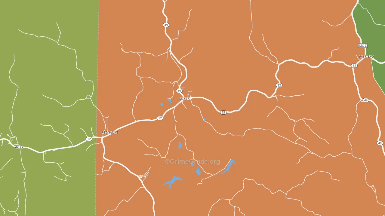 Bixby, MO Map of Drug-Related Crime Rates