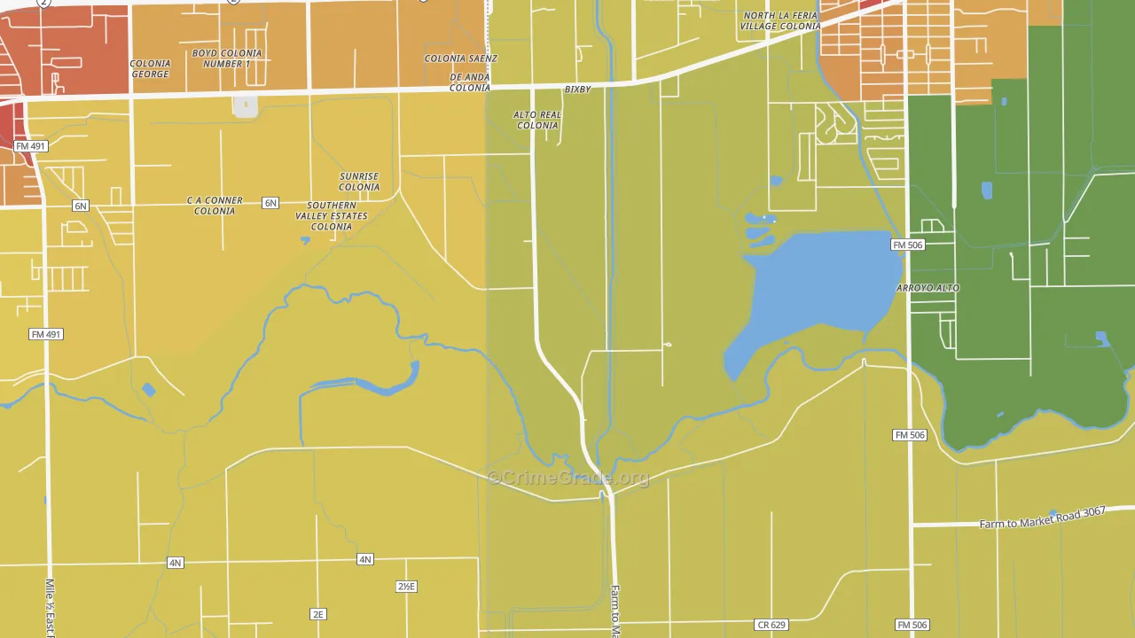 Bixby, TX Map of Drug-Related Crime Rates