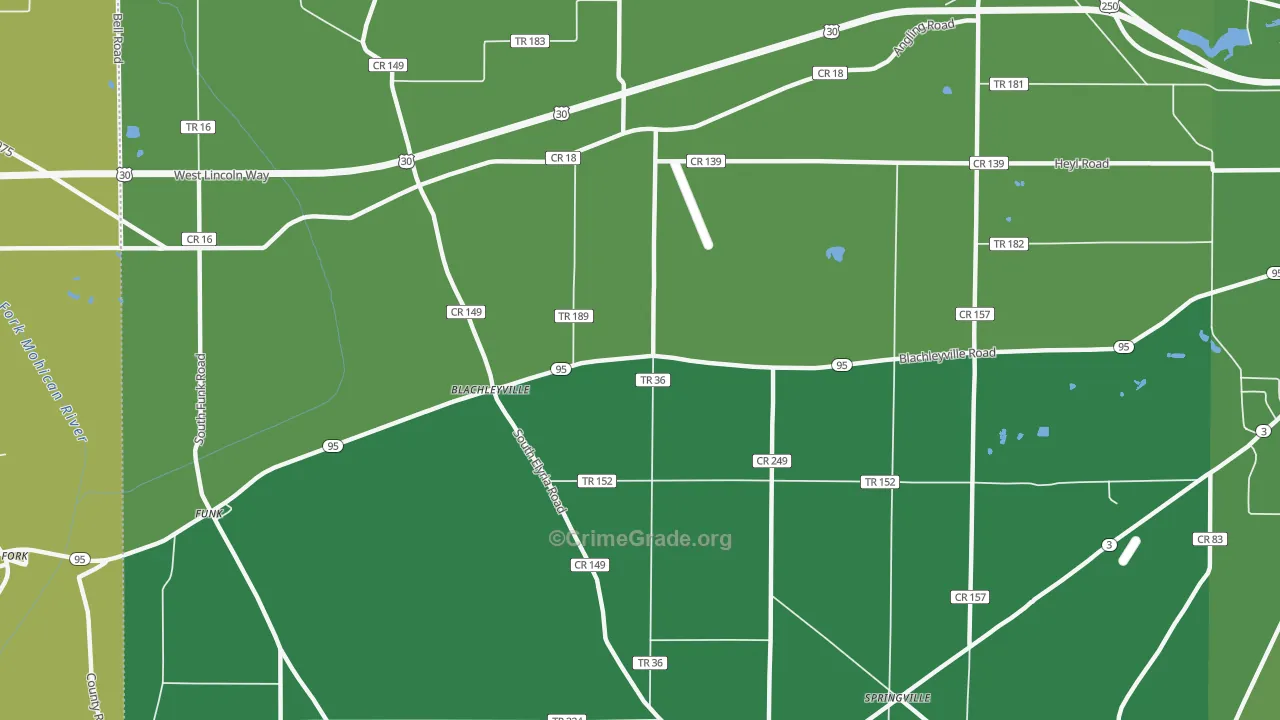 Blachleyville, OH Map of Drug-Related Crime Rates