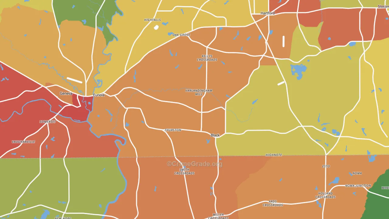 Black, AL Map of Drug-Related Crime Rates