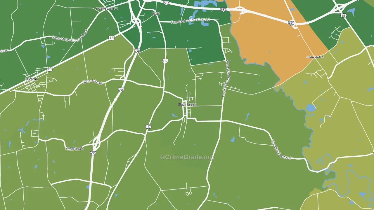 Black Creek, NC Map of Drug-Related Crime Rates