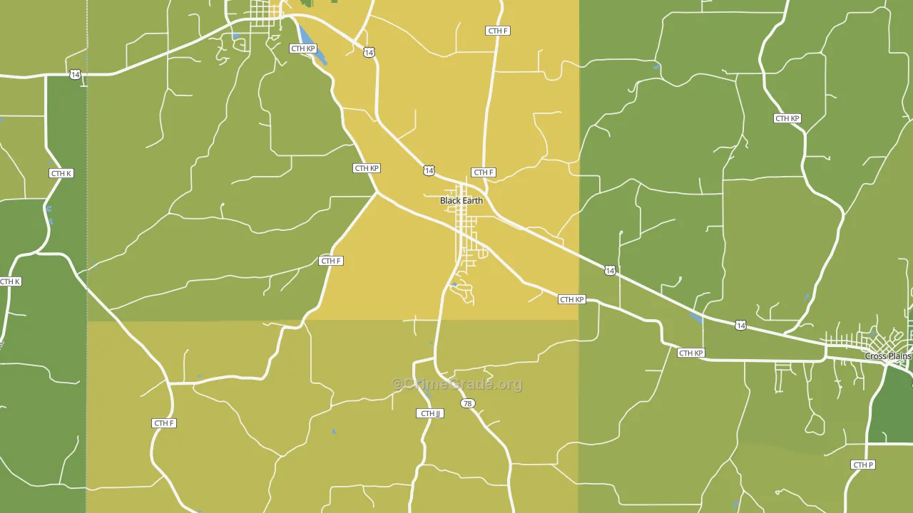 Black Earth, WI Map of Drug-Related Crime Rates