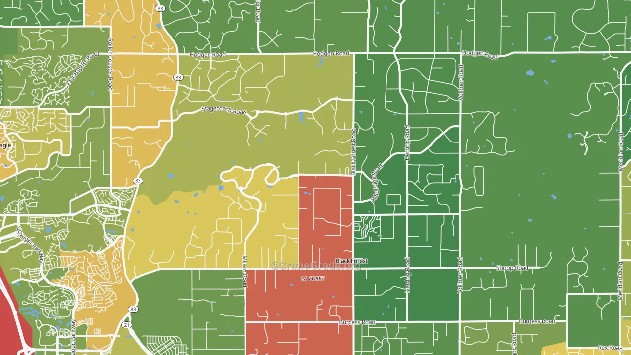 Black Forest, Colorado Springs, CO Map of Drug-Related Crime Rates