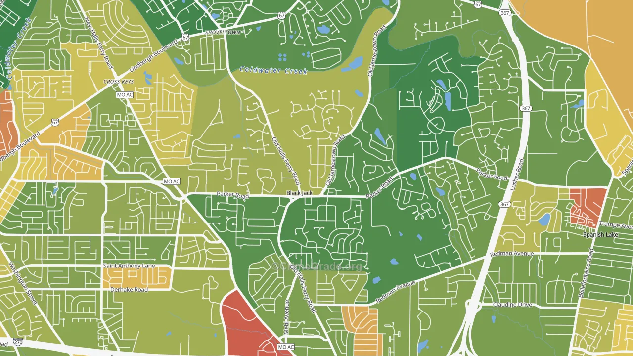 Black Jack, MO Map of Drug-Related Crime Rates