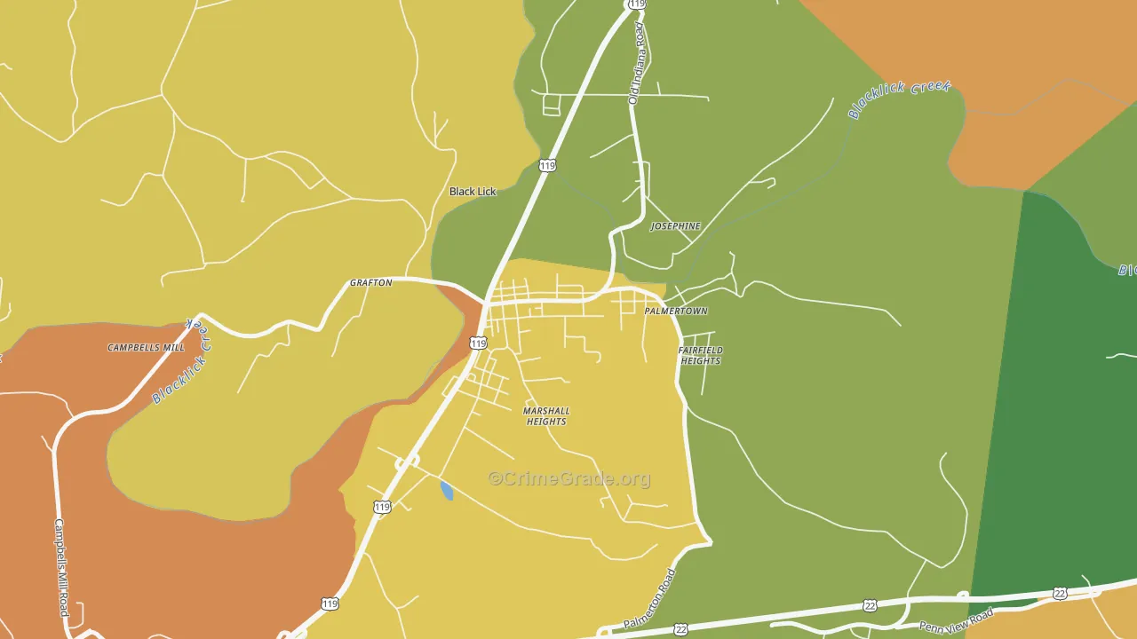 Black Lick, PA Map of Drug-Related Crime Rates