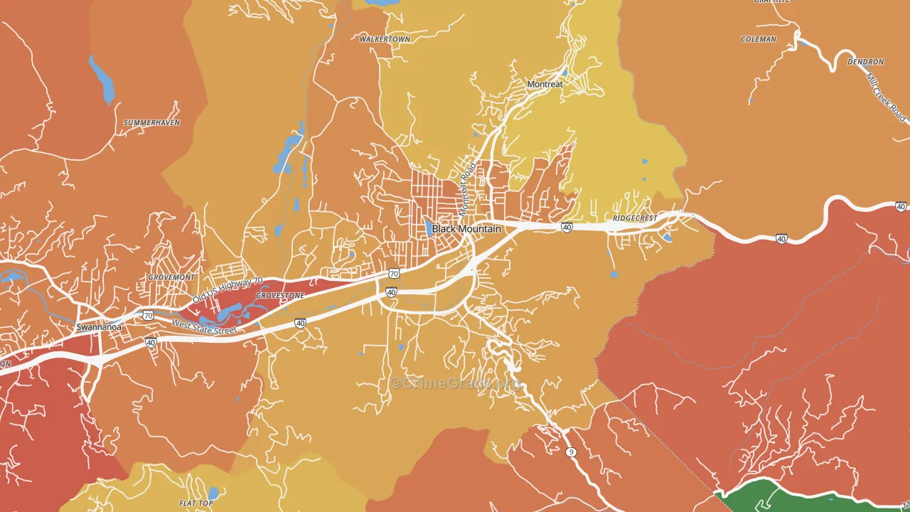 Black Mountain, NC Map of Drug-Related Crime Rates