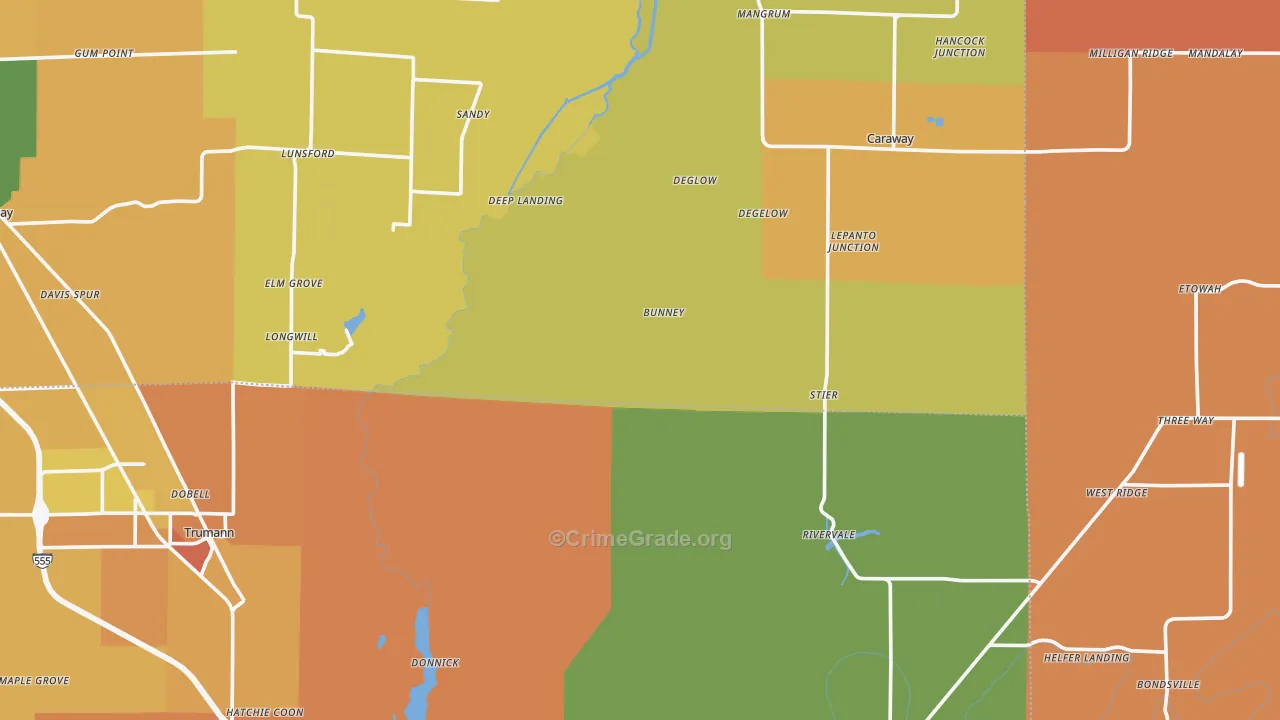Black Oak, AR Map of Drug-Related Crime Rates